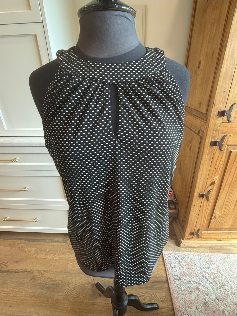 White House Black Market Black and White Polka Dot Halter Top